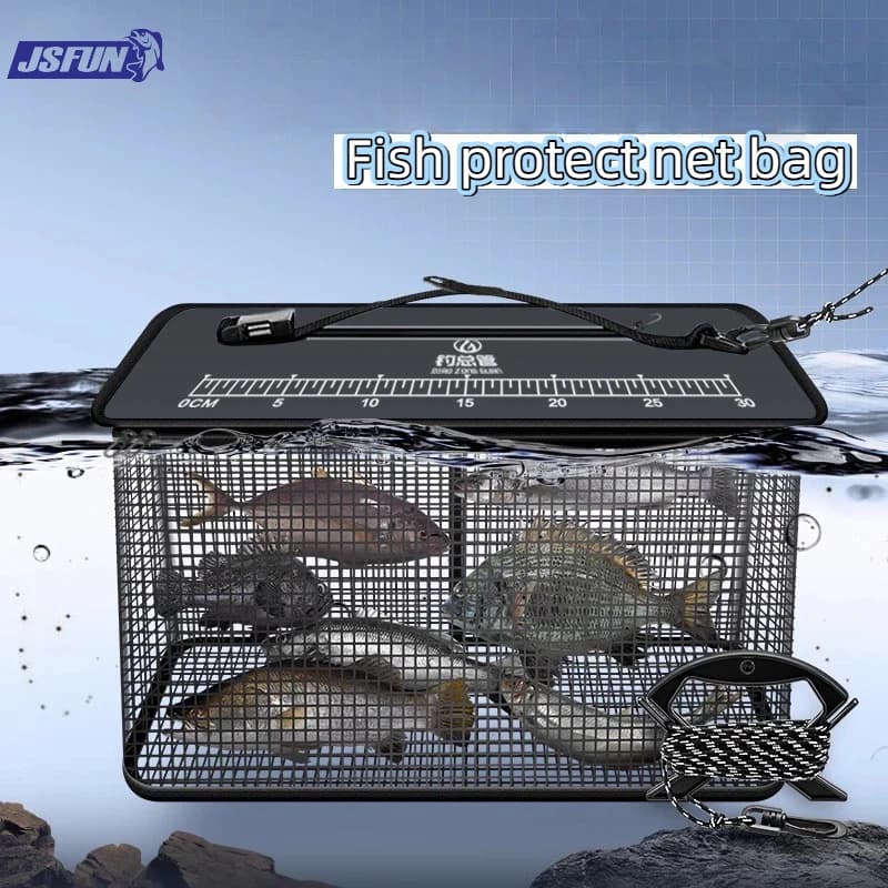 JSFUN Cestino per pesci galleggiante, secchio per portacarte da pesca, rete da pesca pieghevole portatile per riporre attrezzature da pesca nella cag