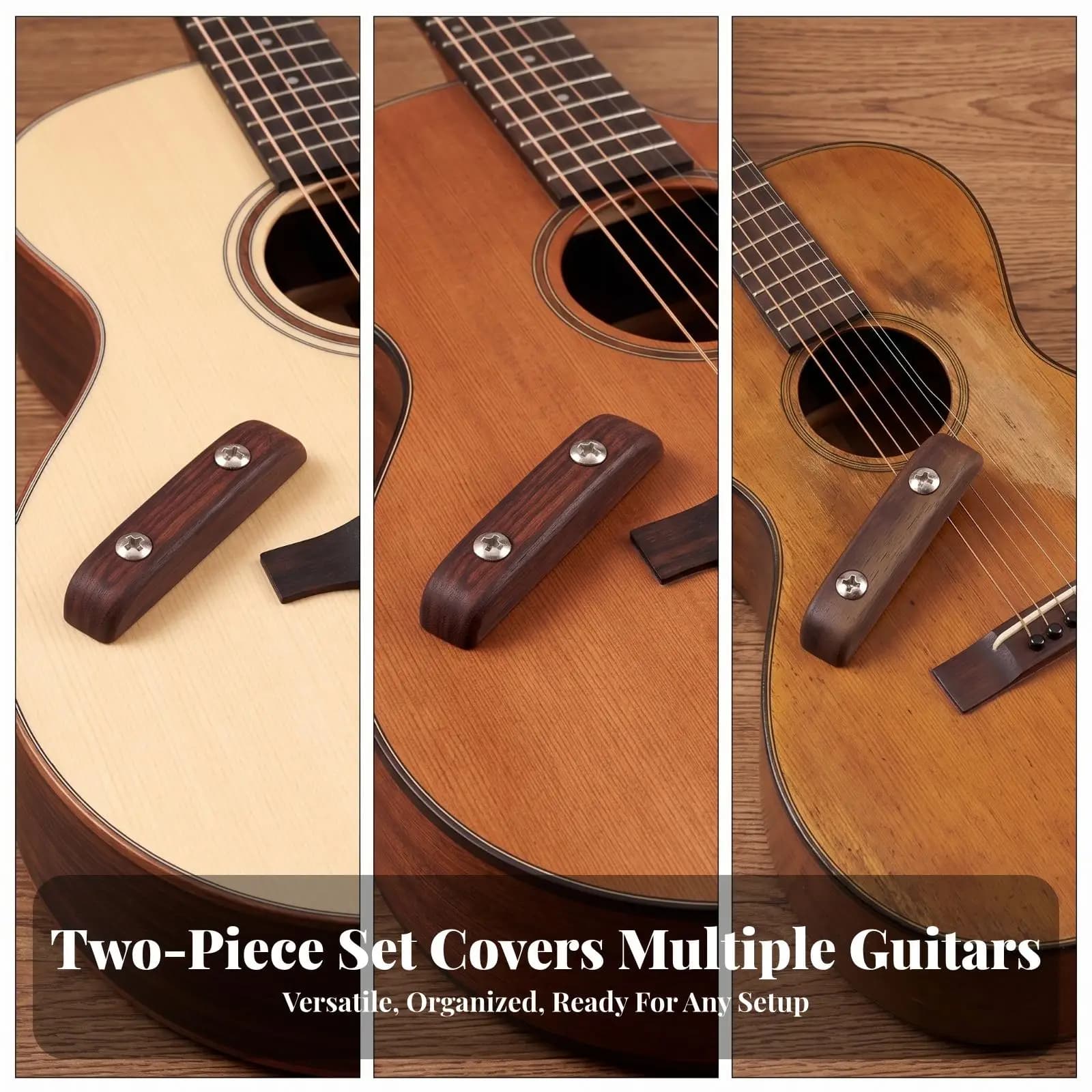 Wooden Thumb Pick for Guitar Rosewood Finish 2 Piece with Screws Ergonomic Curved Shape Reduces Hand Tension for Musicians