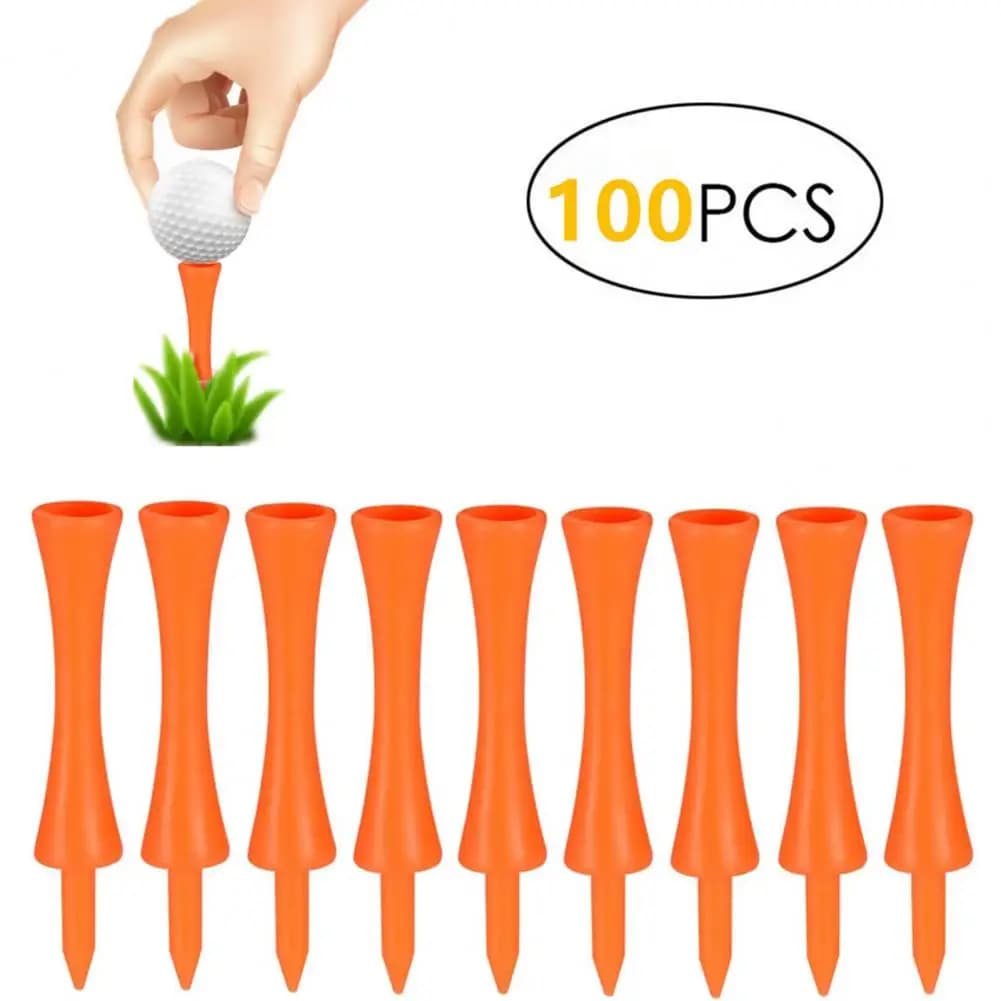 100 pz/set magliette da Golf in plastica resistenti all'usura stabili Creative 70mm magliette da Golf in plastica arancione dispositivi sportivi per la casa
