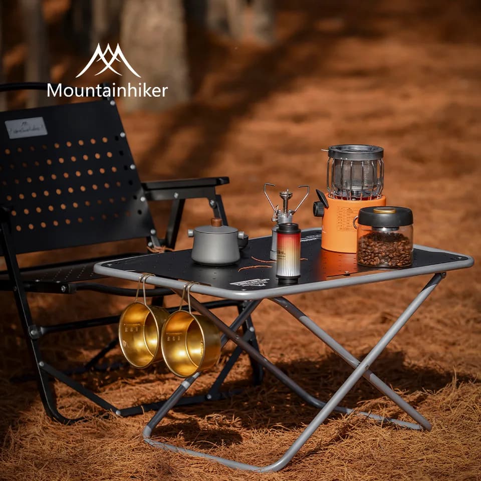 MOUNTAINHIKER Tavolo da campeggio pieghevole in acciaio al carbonio, mini tavolo tattico pieghevole leggero per esterni, impermeabile, per picnic