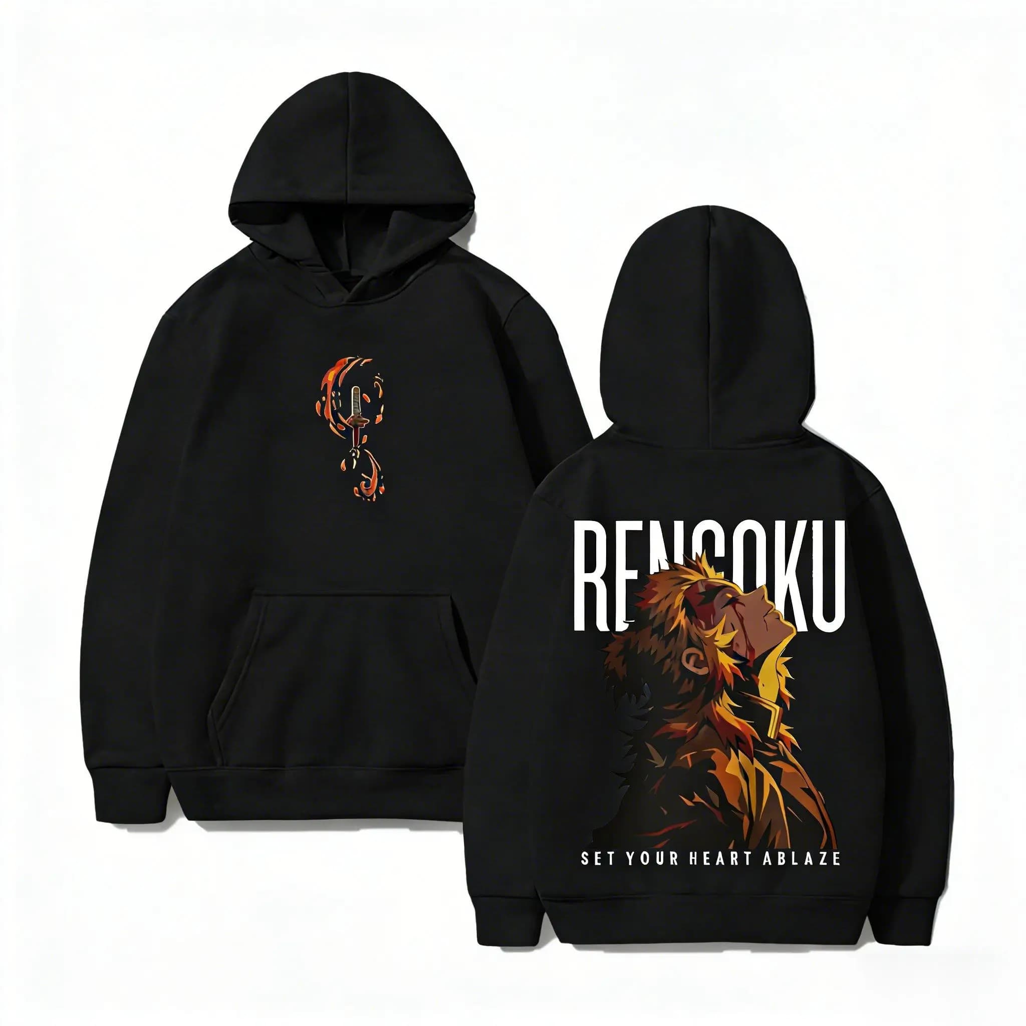 Demon Slayer Rengoku Felpa con cappuccio Anime Felpa Uomo Donna 2026 Autunno Inverno Nuovo Cosplay Casual Streetwear Pullover Giacca grafica