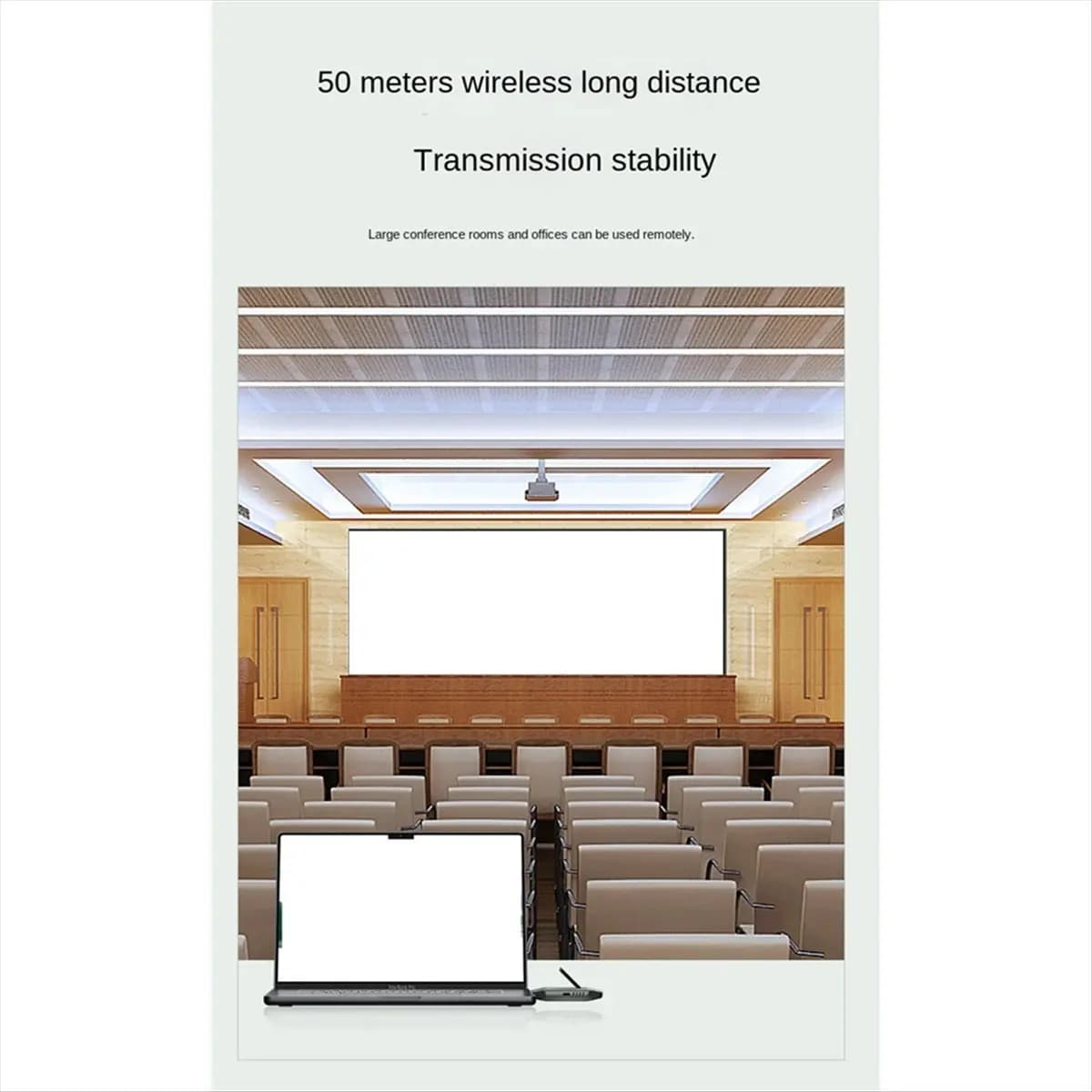 【ACQUISTA AGORA】Schermo Proiettore wireless compatibile HDMI, per conferenze aziendali, trasmissione punto a punto da 50 metri