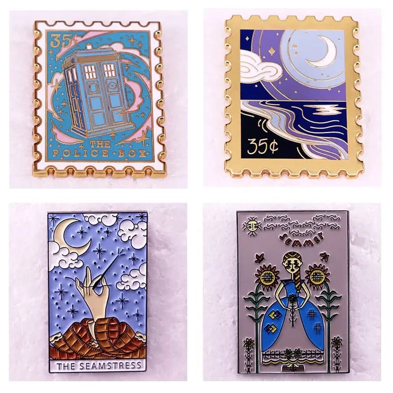 Cielo stellato Timbro Spille in metallo smaltato Tarocchi della sarta Distintivo da bavero Felpa con cappuccio Zaino Cappello Spilla Accessori decorativi Regali per i fan