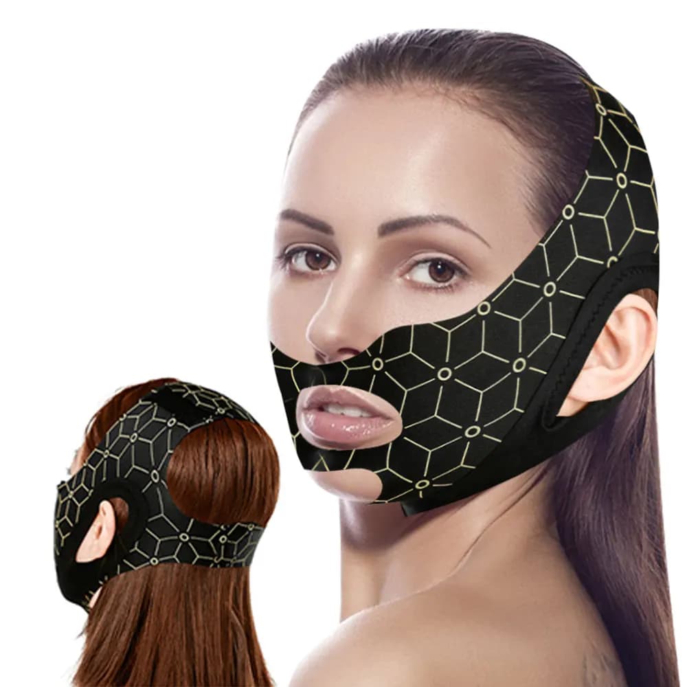 Cinghia Elastica a V per Maschera, Maschera Modellante Viso a Doppia Pressione, Riduttore Doppio Mento, Fascia Snellente Viso, Dispositivi Lifting per la Linea della Mascella
