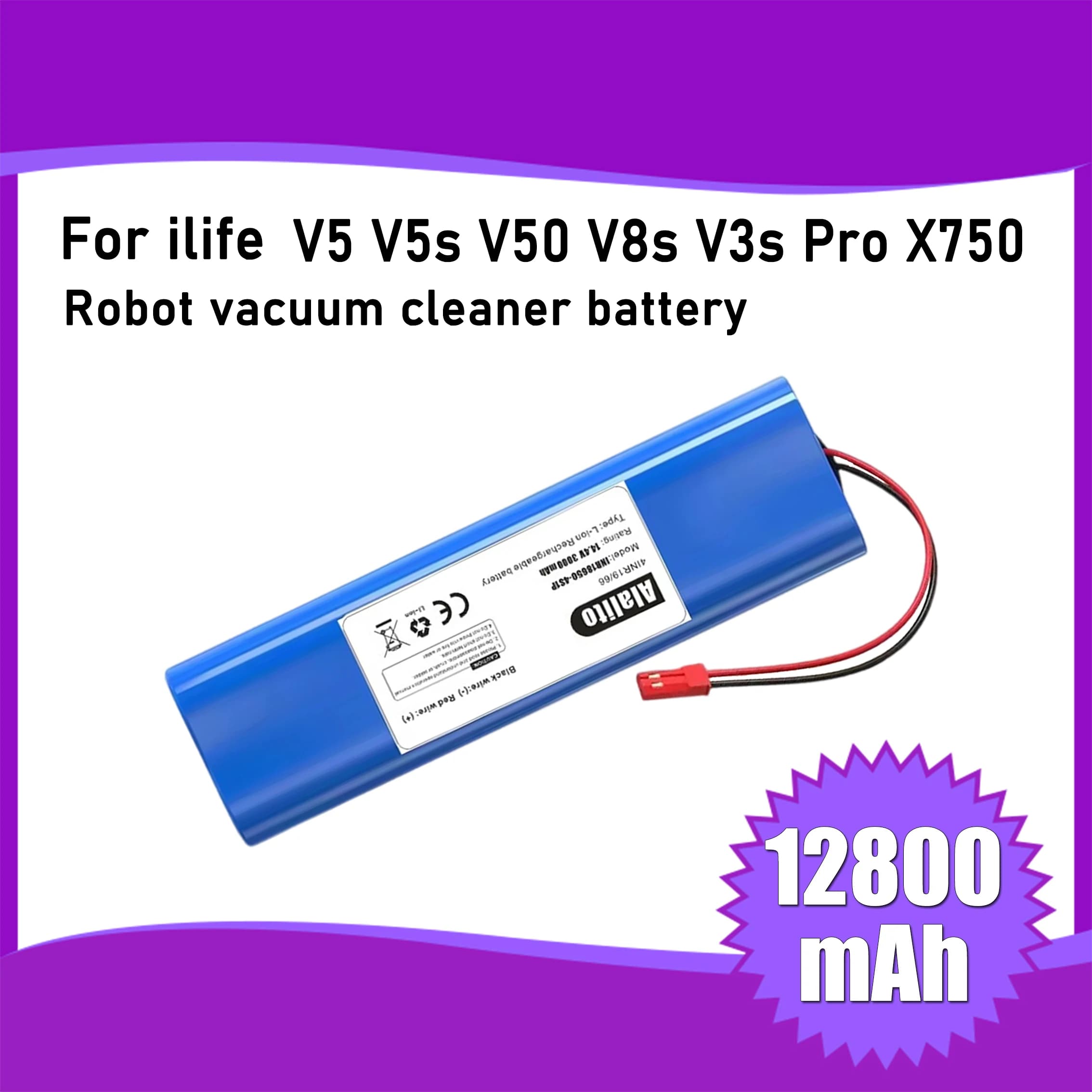 14.4V 12800mAh lithium battery for ILIFE V3s Pro V50 V5s Pro V8s V80 Max B5 Max S5 Pro X750 robot vacuum cleaner battery