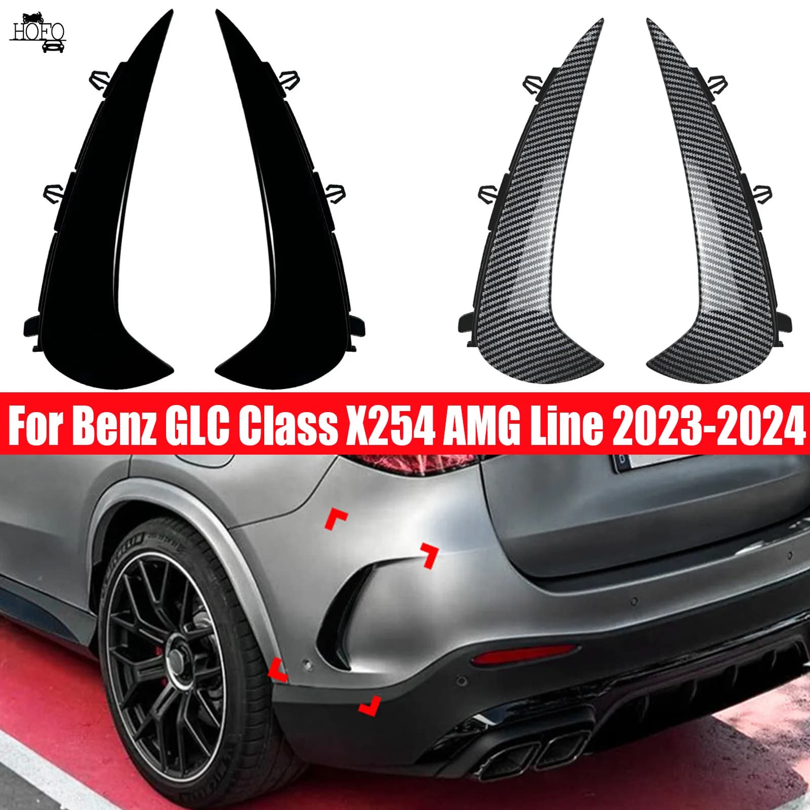 Diffusore Posteriore Spoiler Paraurti con Alette Aerodinamiche in ABS per Mercedes Benz GLC Classe X254 AMG Line 2023-2024