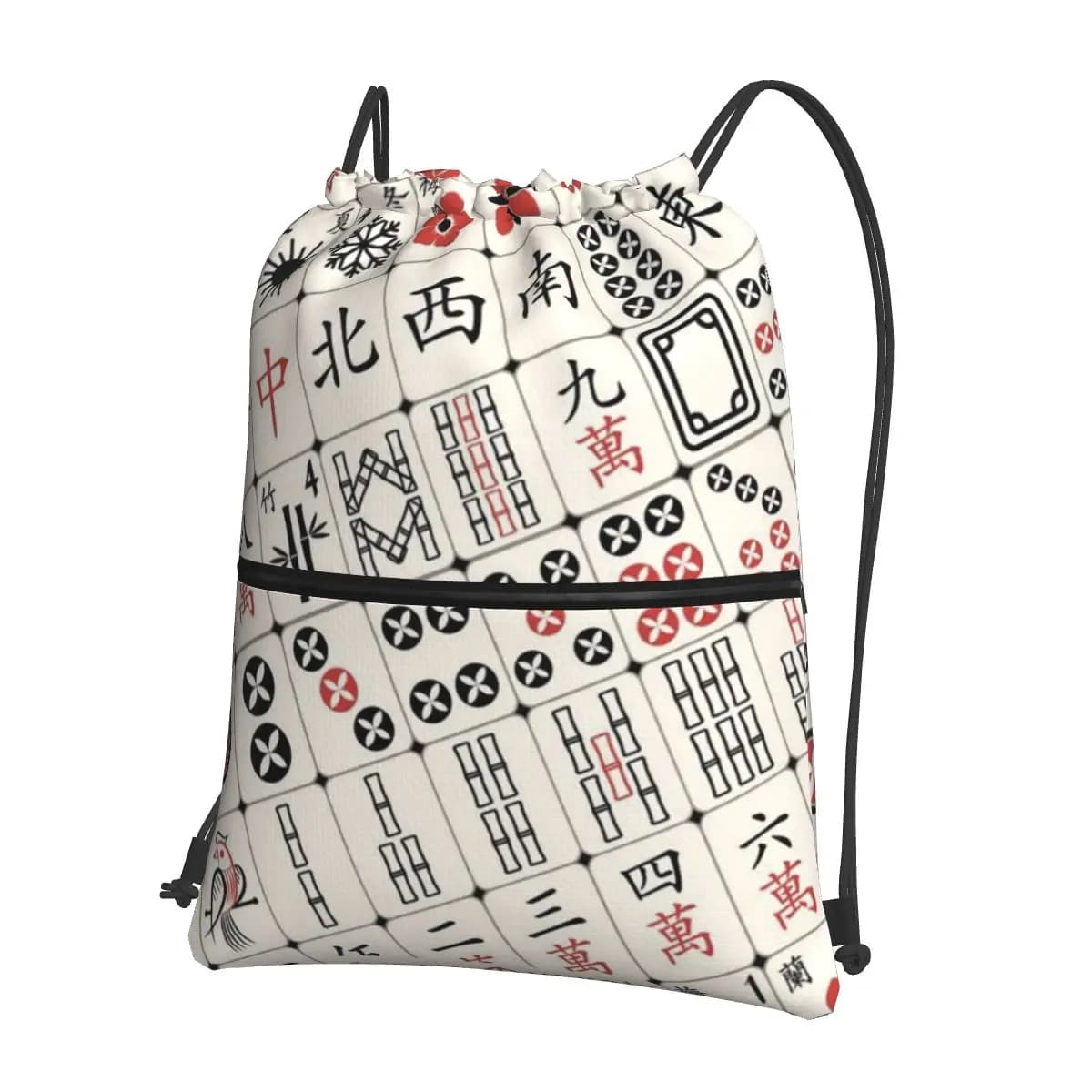 Zaini con motivo Mahjong, borse alla moda con coulisse, borse sportive, borse per libri, per viaggi e scuola
