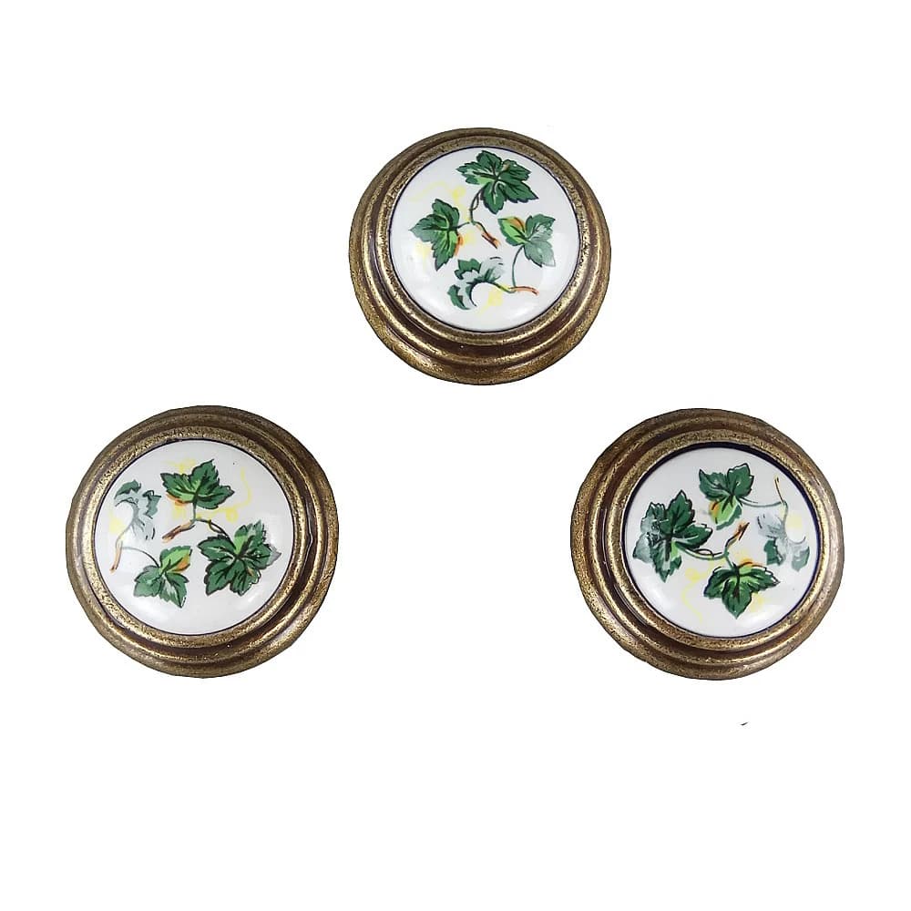 1 pz Manopola in ceramica con foglie verdi antiche per porta dei mobili Maniglia del cassetto Armadio Armadi da cucina Maniglia dell'armadio Maniglia del comò Tira
