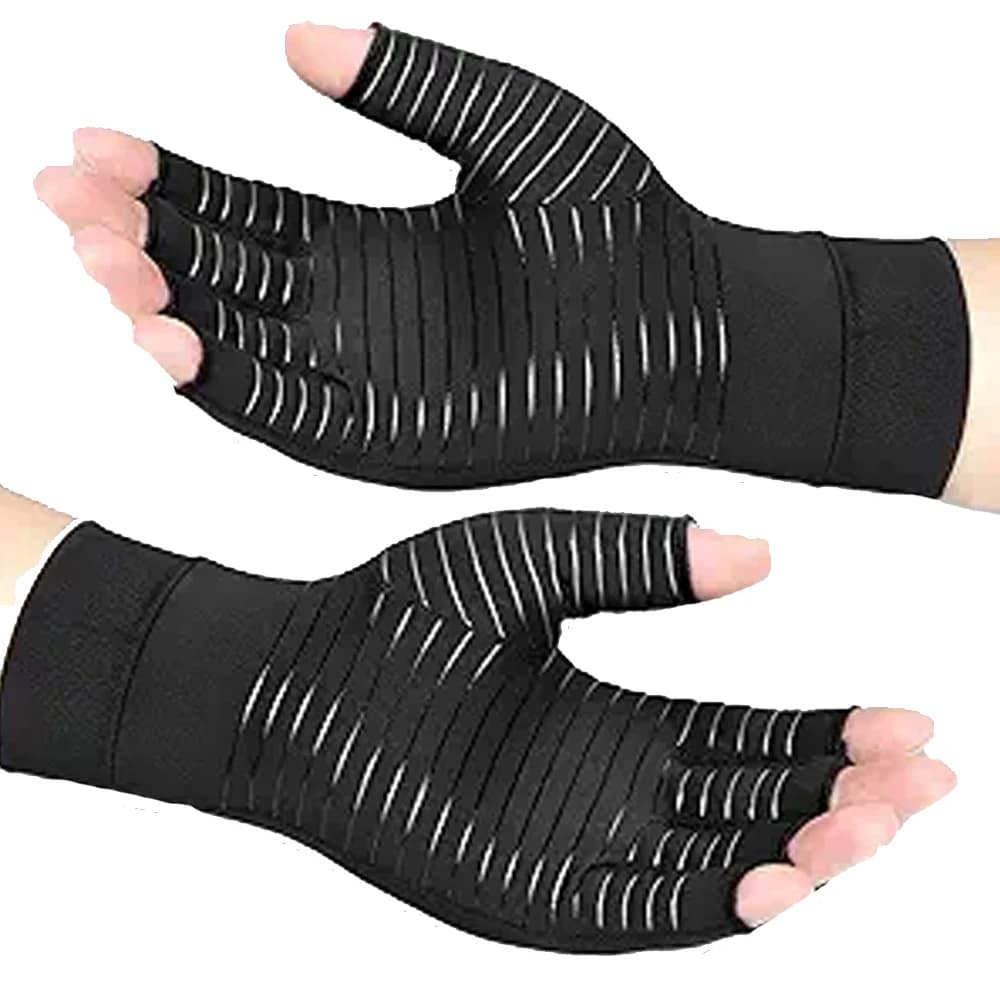 1 paio di guanti per artrite a compressione con infusione di rame per uomini e donne - Sollievo senza dita del tunnel carpale, supporto per le mani e tutore per il polso