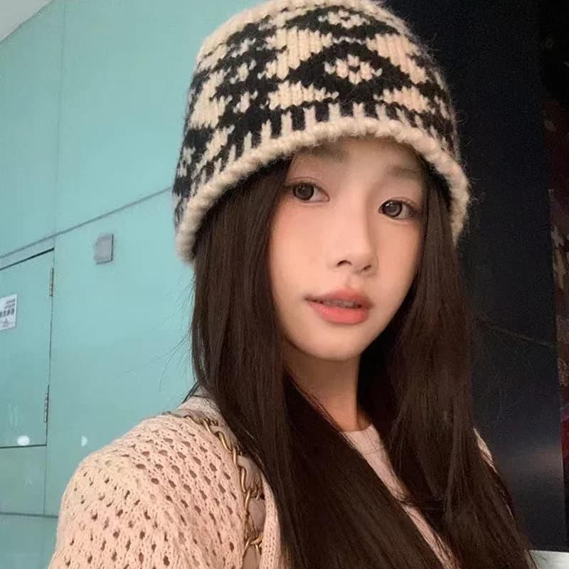 Women's Knitted Cap Wool Mixed Retro Wool Hat For Keeping Warm Big Head Sized Cold Proof Hat For Male Head