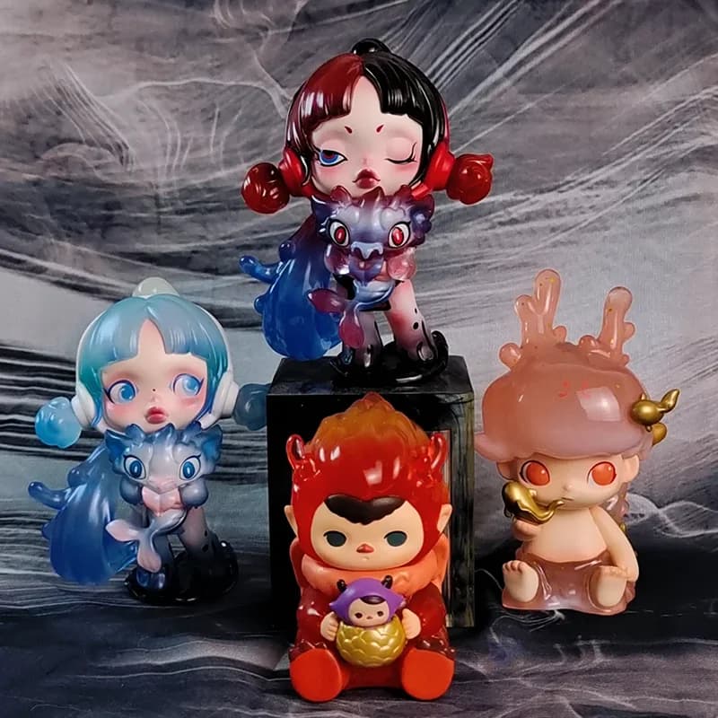 Pop Mart Loong presenta la serie Treasure Blind Box: Giocattoli Kawaii a sorpresa, decorazione da scrivania, statuette anime.