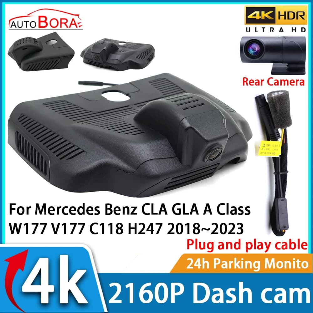 Car recorder Night vision UHD 4K 2160P DVR Dash Cam for Mercedes Benz CLA GLA Class A W177 V177 C118 H247 2018 ~ 2023
