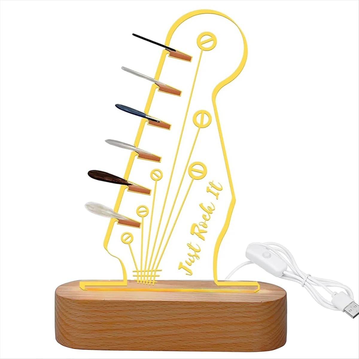 A51Q-Display per plettro per chitarra, rack di stoccaggio per plettro luminoso, per basso elettrico acustico, ukulele, violino, base ovale