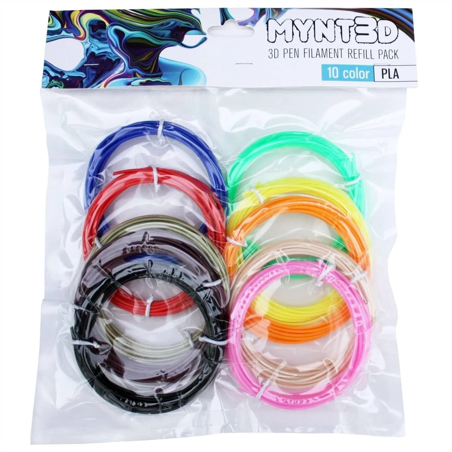 Confezione di Ricarica Filamento PLA per Penna 3D, 10 Colori da 3m Ciascuno, 1.75mm per la Maggior Parte delle Penne 3D