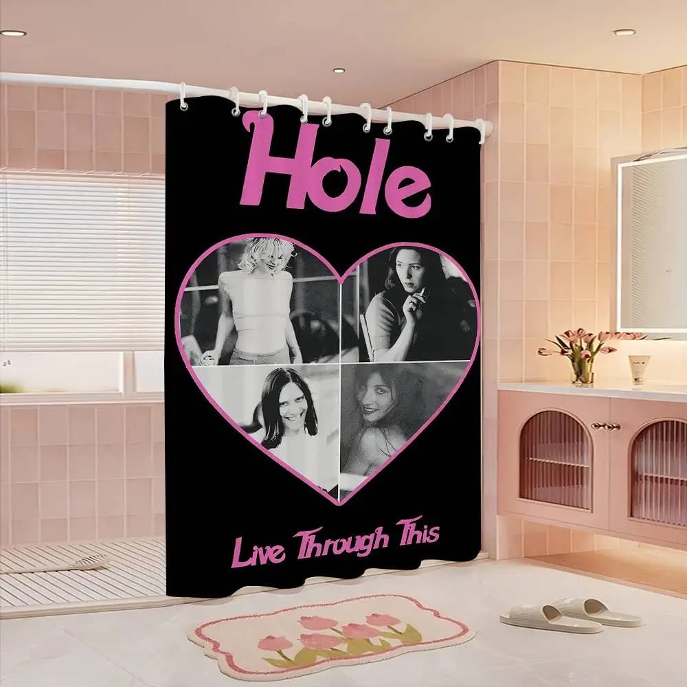 Tenda da bagno con motivo a foro rock alternativo, tenda da doccia per bagno, impermeabile, con 12 ganci, decorazione per la casa