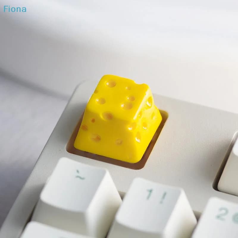 ✔ Keycap Artigianale a Forma di Formaggio, Tappo per Tasti 3D in Resina per Tastiera Meccanica, Decorazione per Tastiera a Tema Cibo
