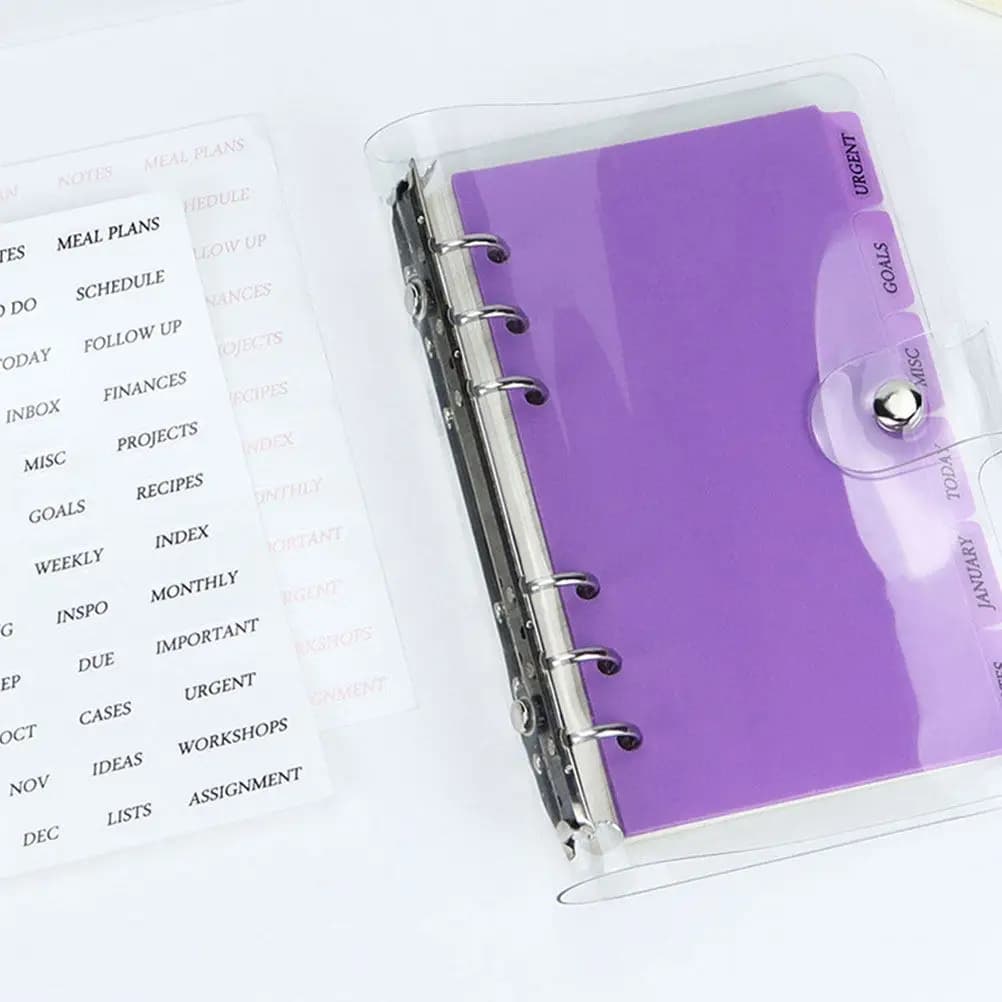 2 Set di Divisori per Planner A6, Compatibili con 6 Anelli, in Materiale PP Resistente agli Strappi, Divisori Carini per Quaderni e Blocco Note