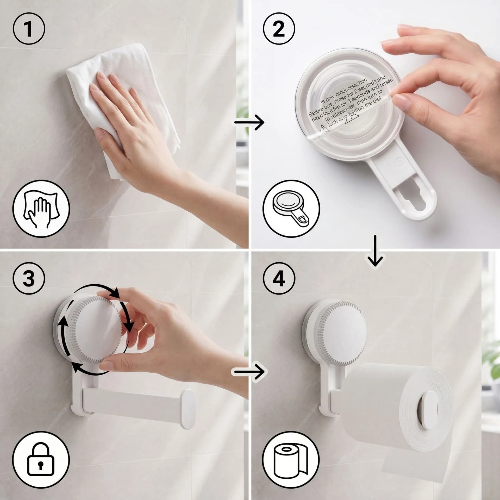 Toilet Paper Holder Waterproof ABS Plastic Roll Dispenser Vacuum Suction Wall Mount Shelf for Bathroom Hotel Washroom Durable