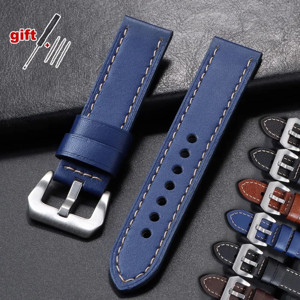 18mm 20mm 22mm 24mm cinturino in vera pelle per cinturino sportivo Panerai cinturino per orologio vintage opaco lucido braccialetto blu marrone