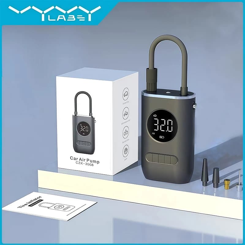 Pompa Gonfiabile per Auto VYVYLABS 12V con Display LED, Compressore d'Aria Elettrico Intelligente 150 PSI per Pneumatici Auto, Biciclette e Moto