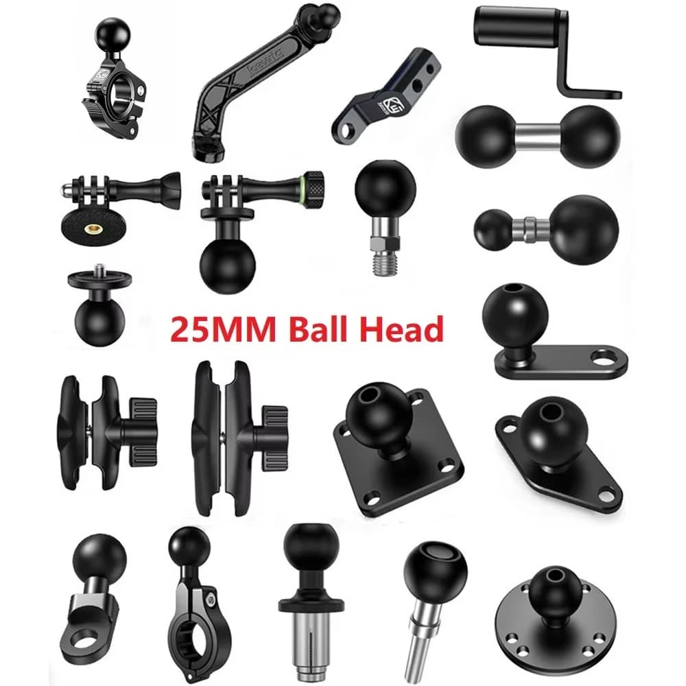 Adattatore con testa a sfera da 1 pollice per montaggio su manubrio di moto e bicicletta, supporto per specchietto retrovisore per fotocamere GoPro 10 9 8.
