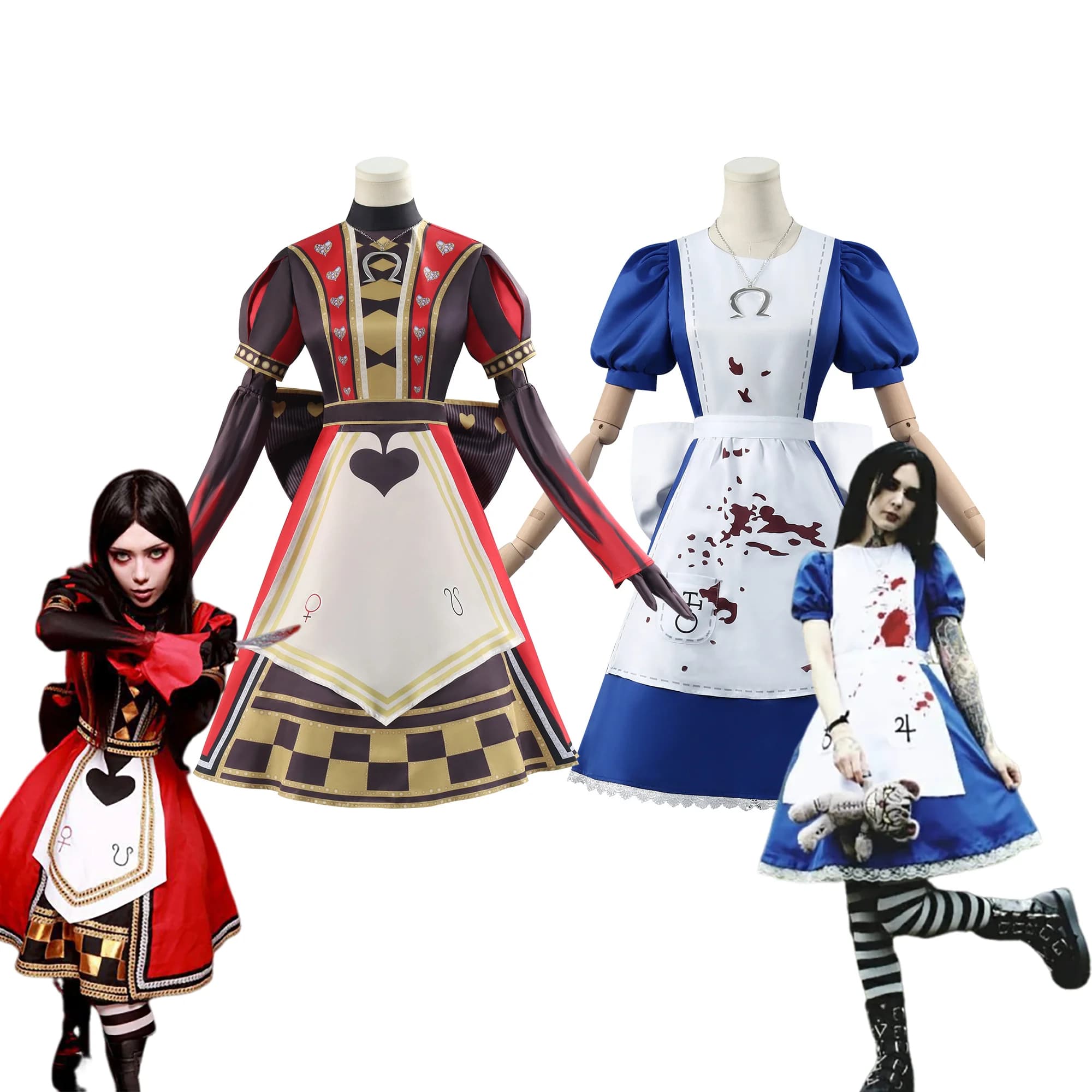 Aliceee Cosplay Costume Game Madness Returns Women Halloween Cute Black Red Role Playing Party Lolita Dress