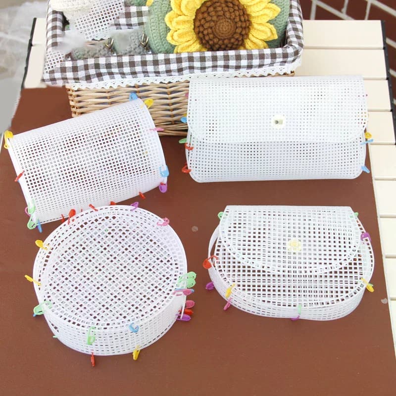 Kit Ausiliario per Tessitura di Borse a Tracolla, Materiale in Rete Plastica per Cucito e Tessitura Fai-da-Te