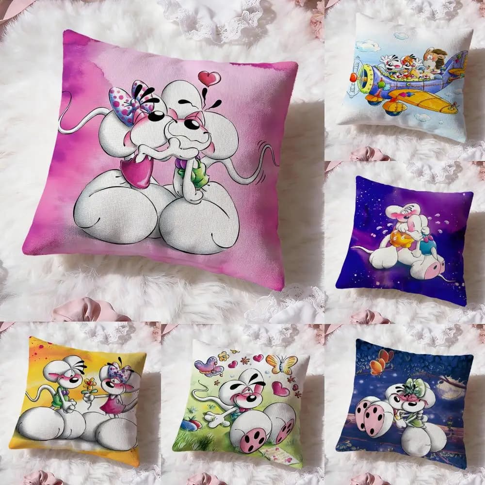 Cartoon D-Diddl Cushion Cover Premium Comfort Reversible Pillow Cove -Two in One Design for Any Room & Car Interior