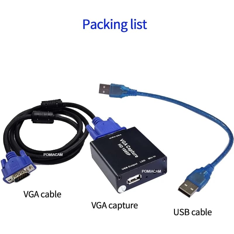 Video Coverter Scheda di acquisizione VGA, dispositivo di acquisizione audio e video, plug-and-play, acquisizione video HD 1080P senza unità USB