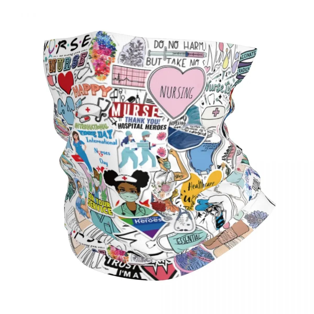 Cartoon Medici Nursing Bandana Scaldacollo Woman Men's Winter Hiking Scarf Ghetta Nursing Medical Print Cover for face