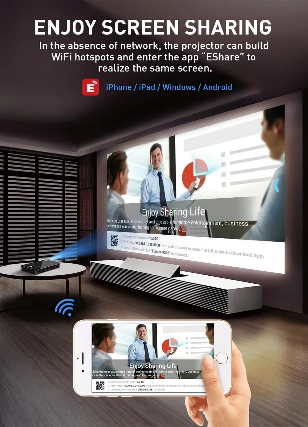 2026 Proiettore Smart Home Theater 4K Full HD portatile DLP Android 4k Mini Proiettore Wifi