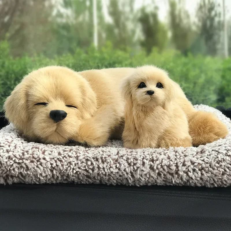 Bella simulazione animale peluche cani che dormono giocattolo Auto ornamento bambini peluche regalo Auto cruscotto Decor decorazione Auto