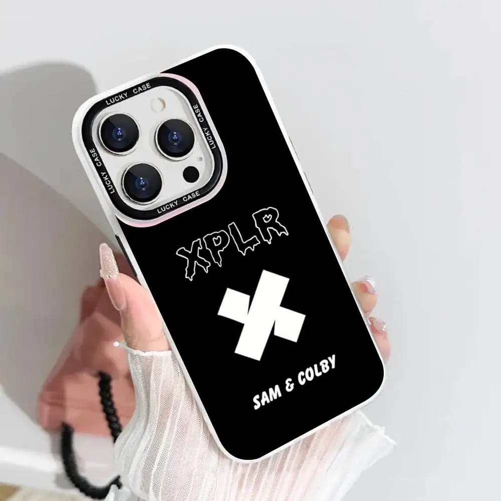 1pc S-Sam And Colby X-XPLR Phone Case Laser IMD Color Silver Shell For IPhone 17 16 15 14 13 12 11 Air Pro Max Plus