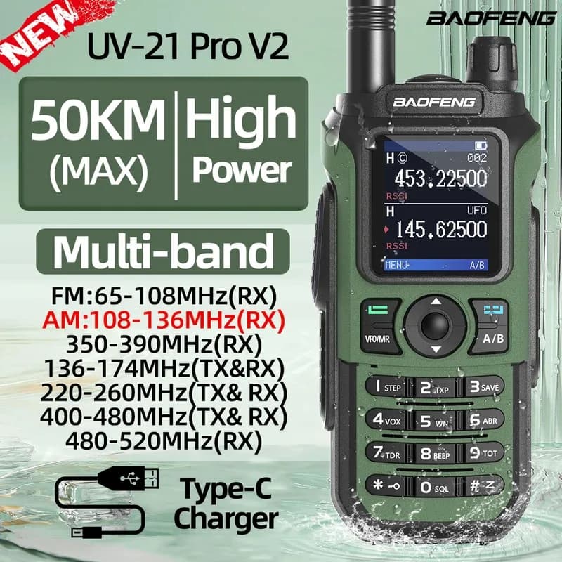 Baofeng Comunicazione Radio Uv-21Pro V2 Air Band Frequenza di copia wireless 999 canali Walkie Talkie a lungo raggio