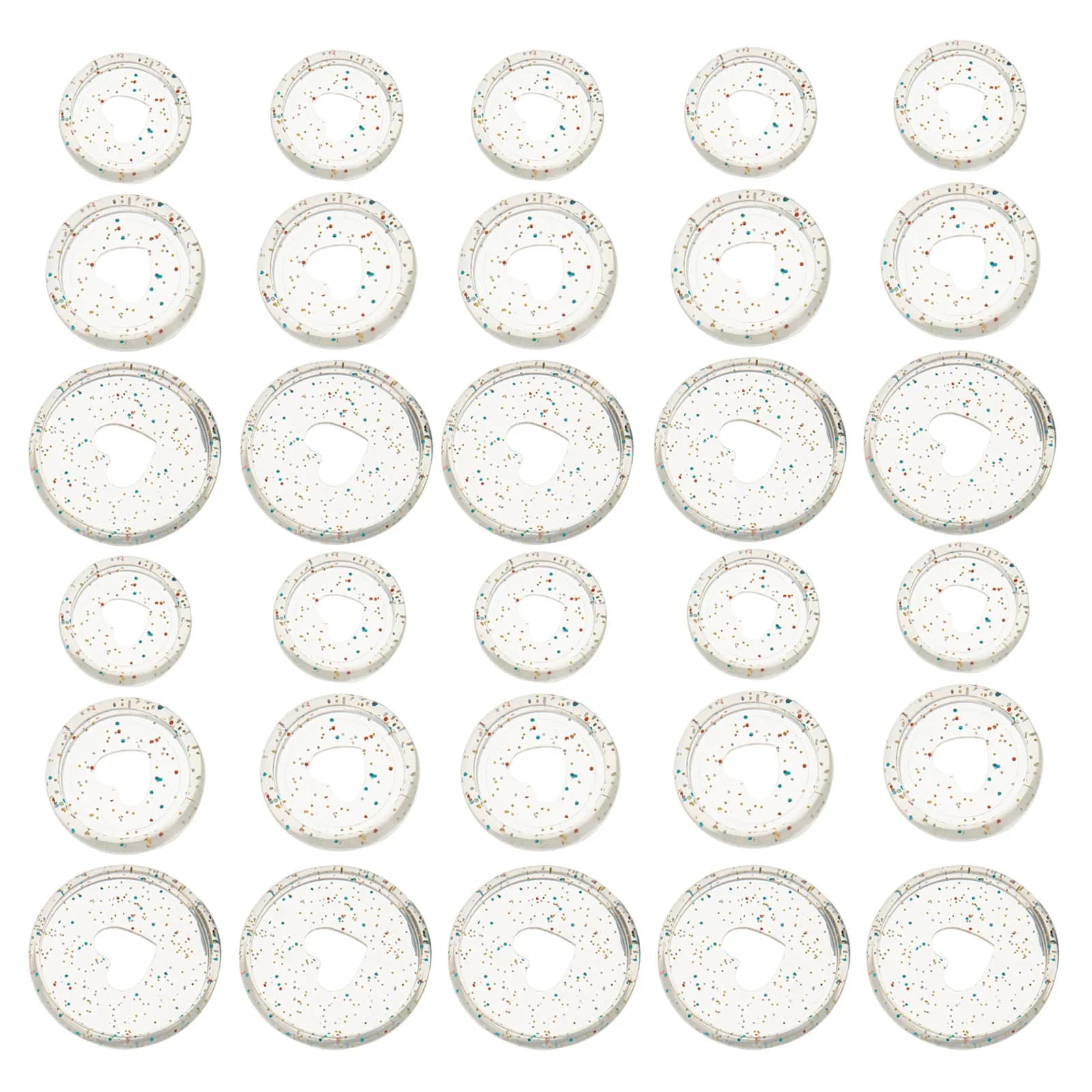 45 Pezzi Dischi per Planner a Forma di Cuore, Anelli di Rilegatura in Plastica Trasparente con Glitter per Scrapbooking e Quaderni a Fogli Mobili