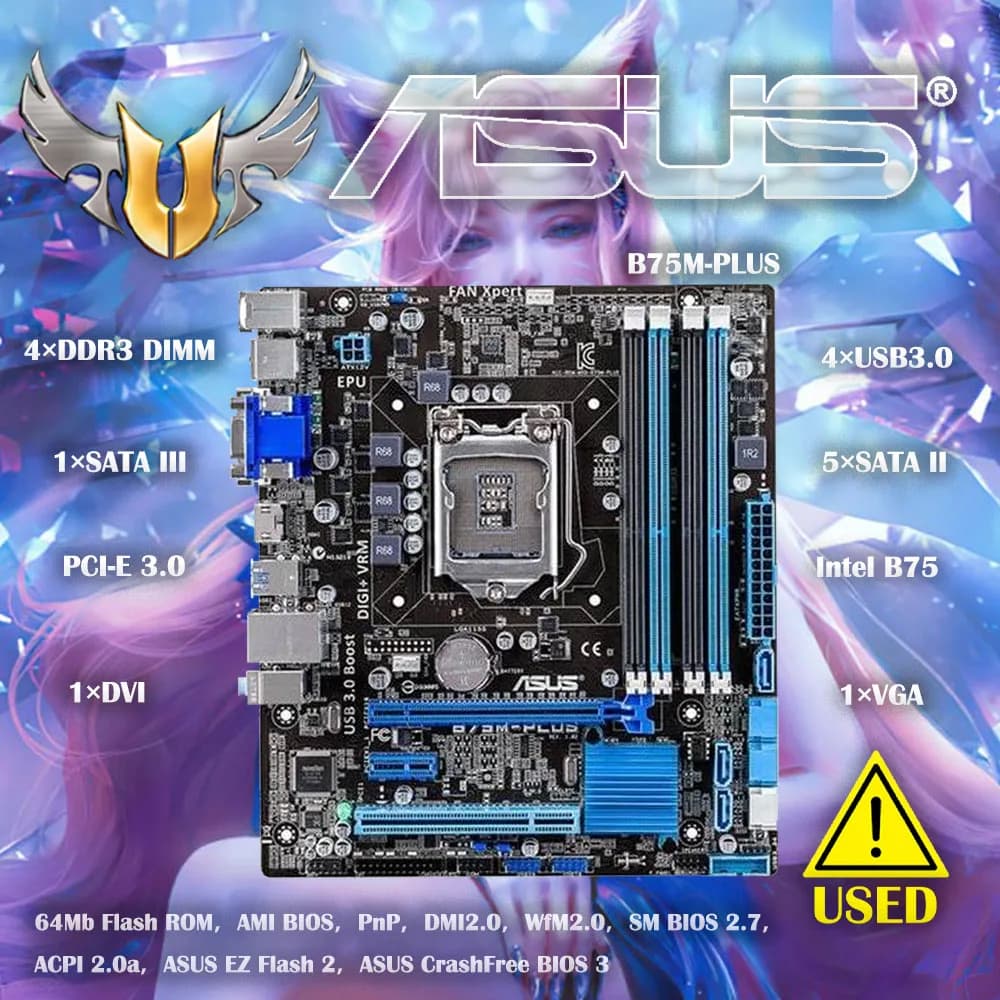 Asus B75M-PLUS Scheda madre desktop originale Intel B75 Socket LGA 1155 i3 i5 i7 DDR3 32G SATA3 USB3.0