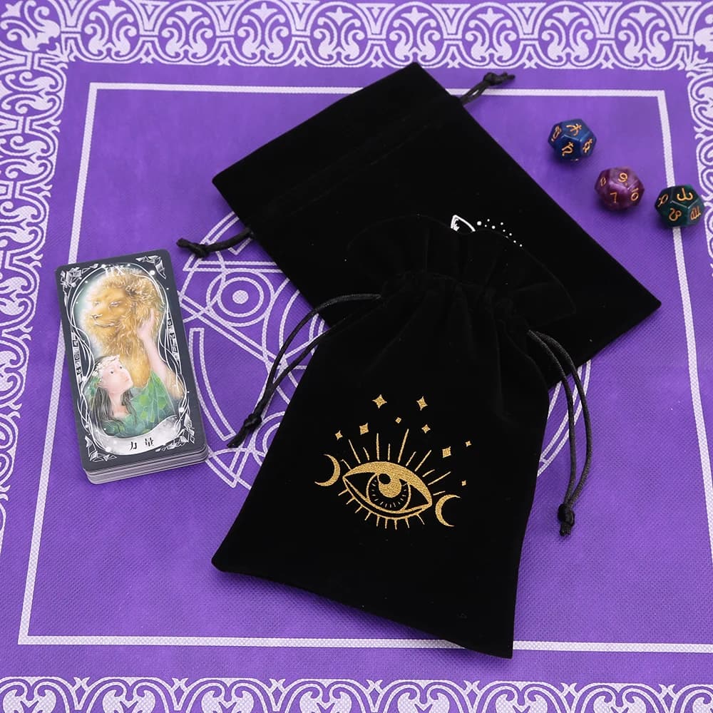 Sacchetto in Velluto Nero 13x18cm per Tarocchi, Carte Oracolo, Rune, Costellazioni, Accessori per Divinazione, Gioielli e Dadi