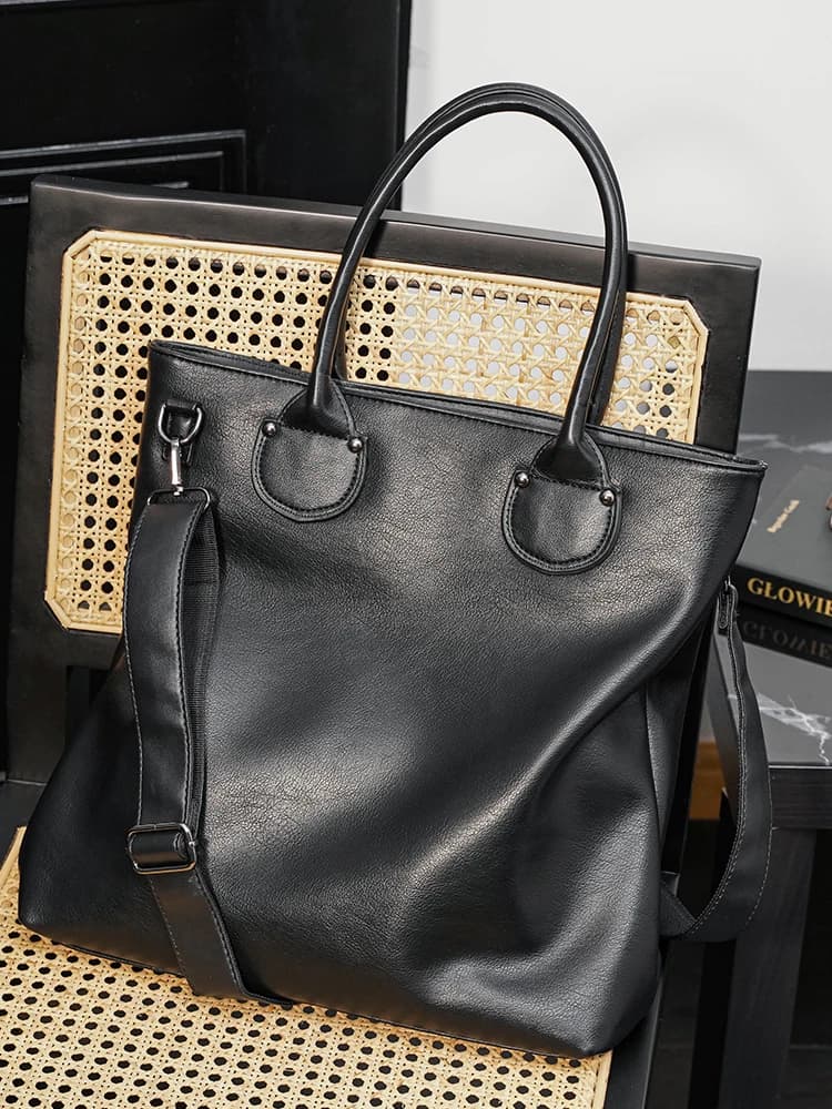 Borsa a Tracolla Casual da Uomo per Affari, Semplice Borsa per Documenti e Computer, Nuova Borsa a Tracolla Trendy in Morbida Pelle PU