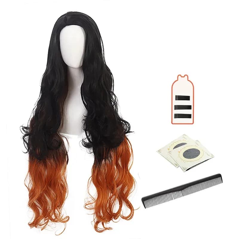 Anime Kamado Nezuko Parrucca Cosplay Rose Net Fibra Sintetica Formato Regolabile Resistente Al Calore Cap Pettine Halloween Cos Convenzione6;d'3,