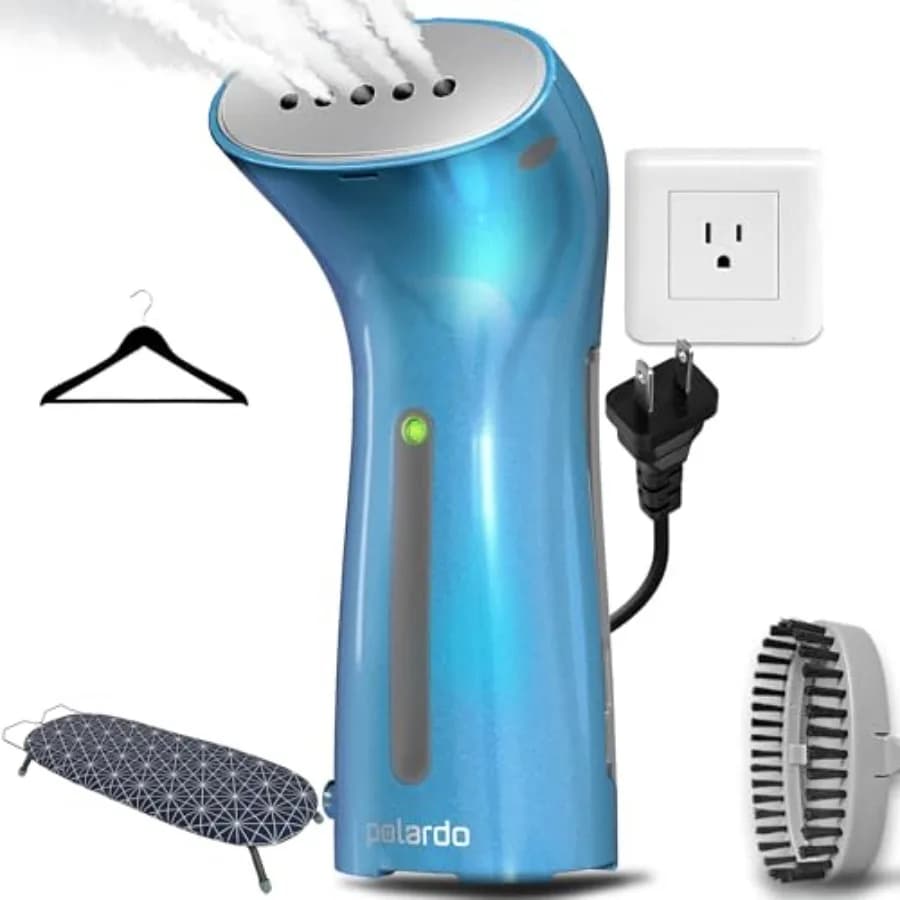 Vaporizzatore Portatile da Viaggio per Vestiti con Testa in Metallo, Riscaldamento in 25s, Sistema a Pompa, Mini Dimensioni, per Tutti i Tipi di Tessuti