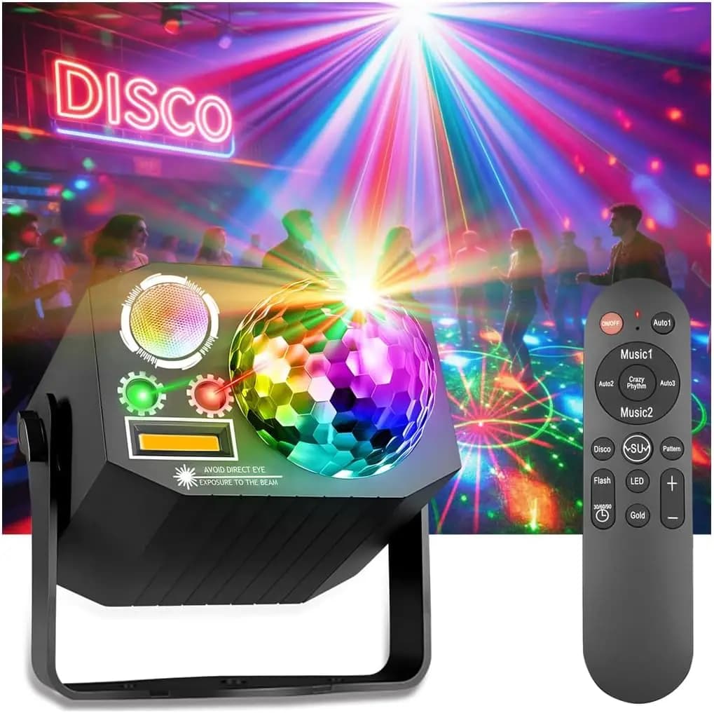 Luci da Discoteca DJ con Sfera Luminosa, Effetti di Luce LED Attivati da Suono e Motivi, per Natale, Rave, Karaoke Domestico, Danza, Club e Bar