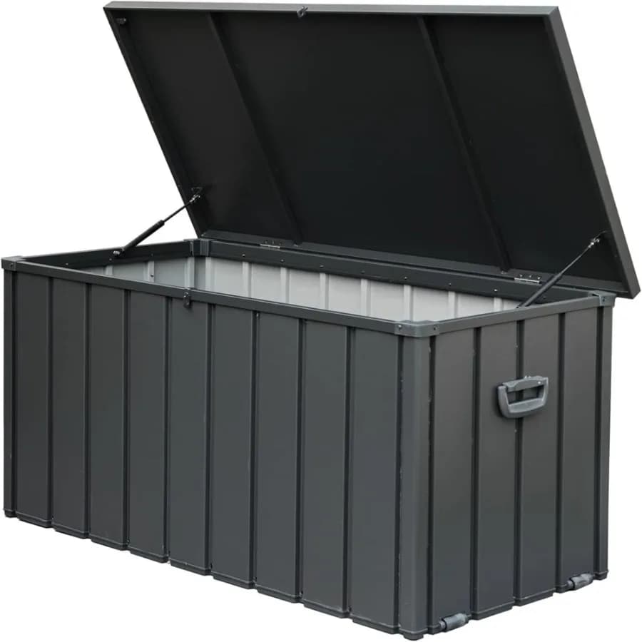 Contenitore da Esterno da 150 Galloni, Impermeabile, Grande Box Portaoggetti per Patio, per Cuscini, Coperte, Attrezzi da Giardino, con Chiusura a Chiave