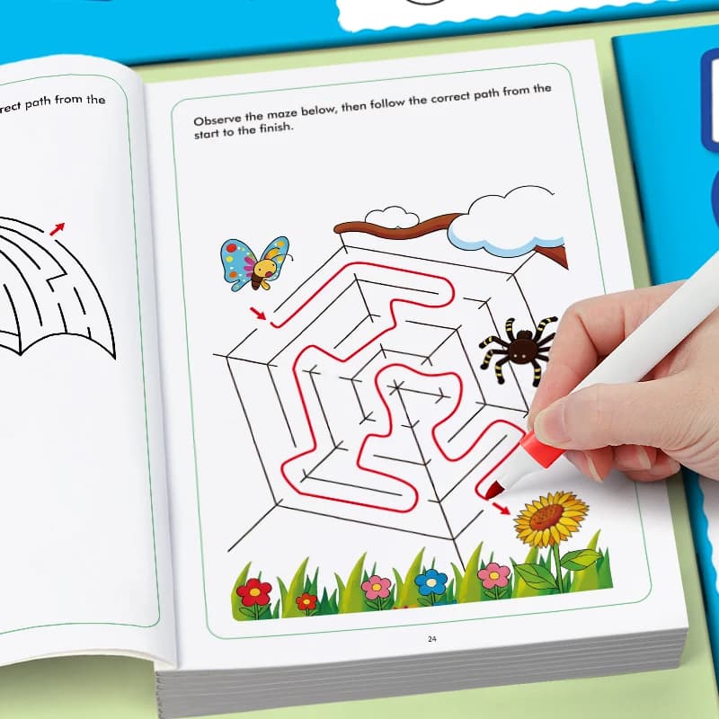 32 Pages of Colorful Maze Patterns Children's Fun Maze Drawing Book Activity Book, Improving Pen Control Logical Thinking