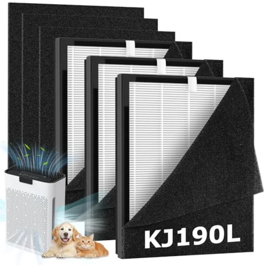 Confezione da 3 Filtri di Ricambio KJ190L Compatibili con Purificatore d'Aria MOOKA KJ190L per Grandi Ambienti, Filtrazione a 3 Stadi per Polline e Polvere