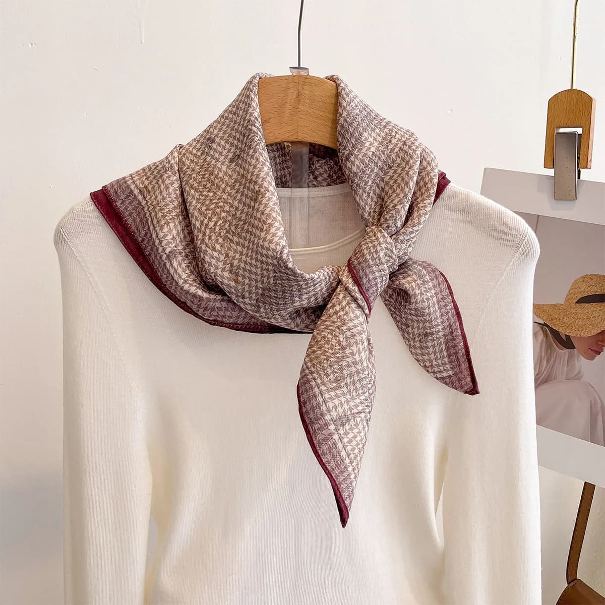 Bandana in Seta, Foulard Quadrato, Hijab, Sciarpa di Lusso, Copricapo, Nastro, Foulard da Collo, Accessori per Capelli Femminili, Sciarpa