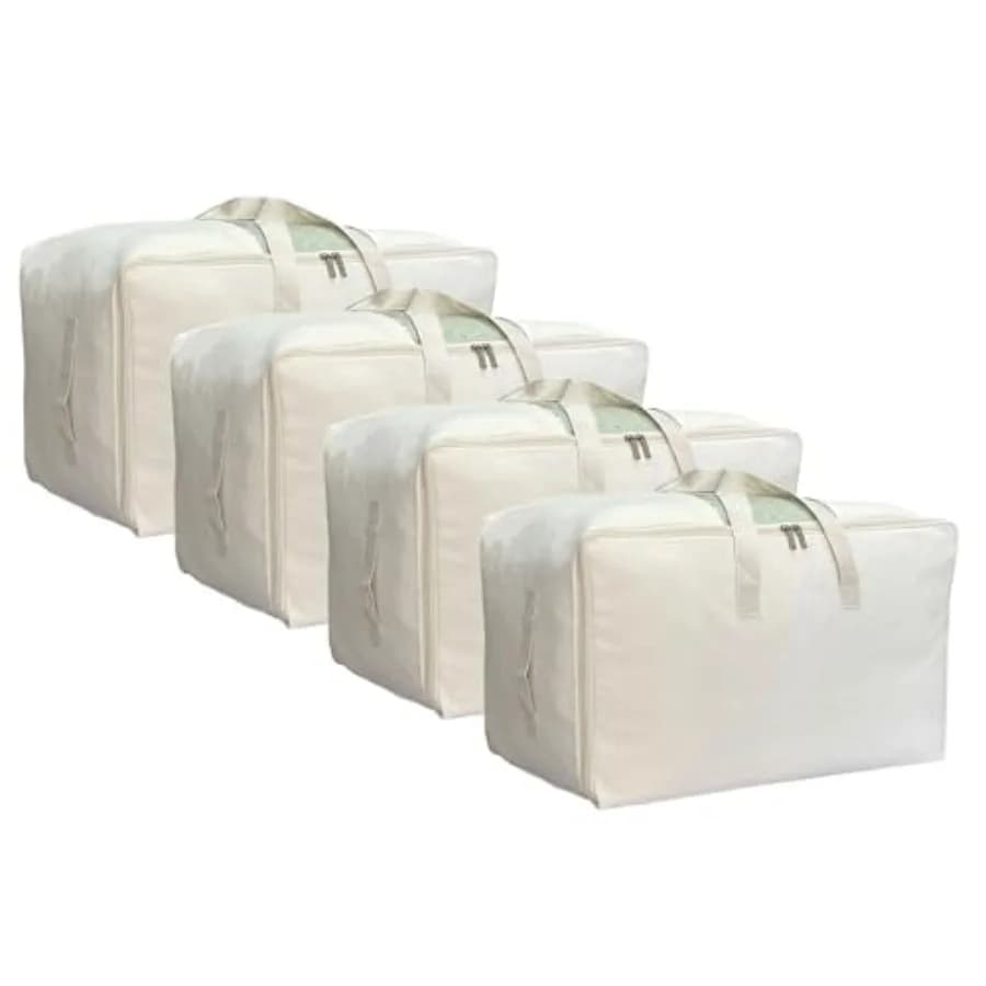Soft frames in large canvas with zipper and transparent window, in cotton and linen, for cushions, quilts, blankets and feathers, 80L 4