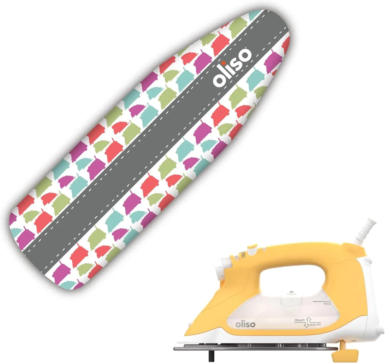 1800-Watt Iron with Auto Lift and Ironing Board Cover, Durable 100% Cotton Lining with Professional Grade Felt Pad, Yellow