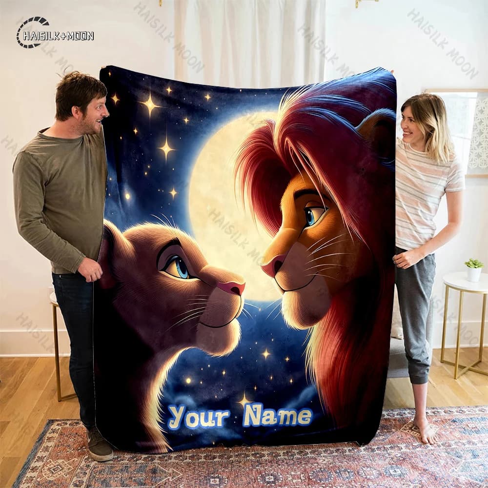 Coperta personalizzata con nome personalizzato, stampa Il Re Leone, coperte calde e confortevoli per adulti e bambini, regali per le vacanze