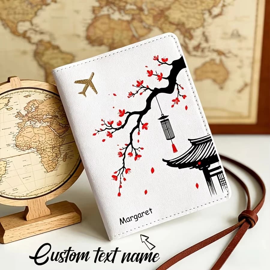 Personalized Floral Design Custom Passport Holder Lightweight Portable Travel Wallet Card Case Vacation Essential Gift