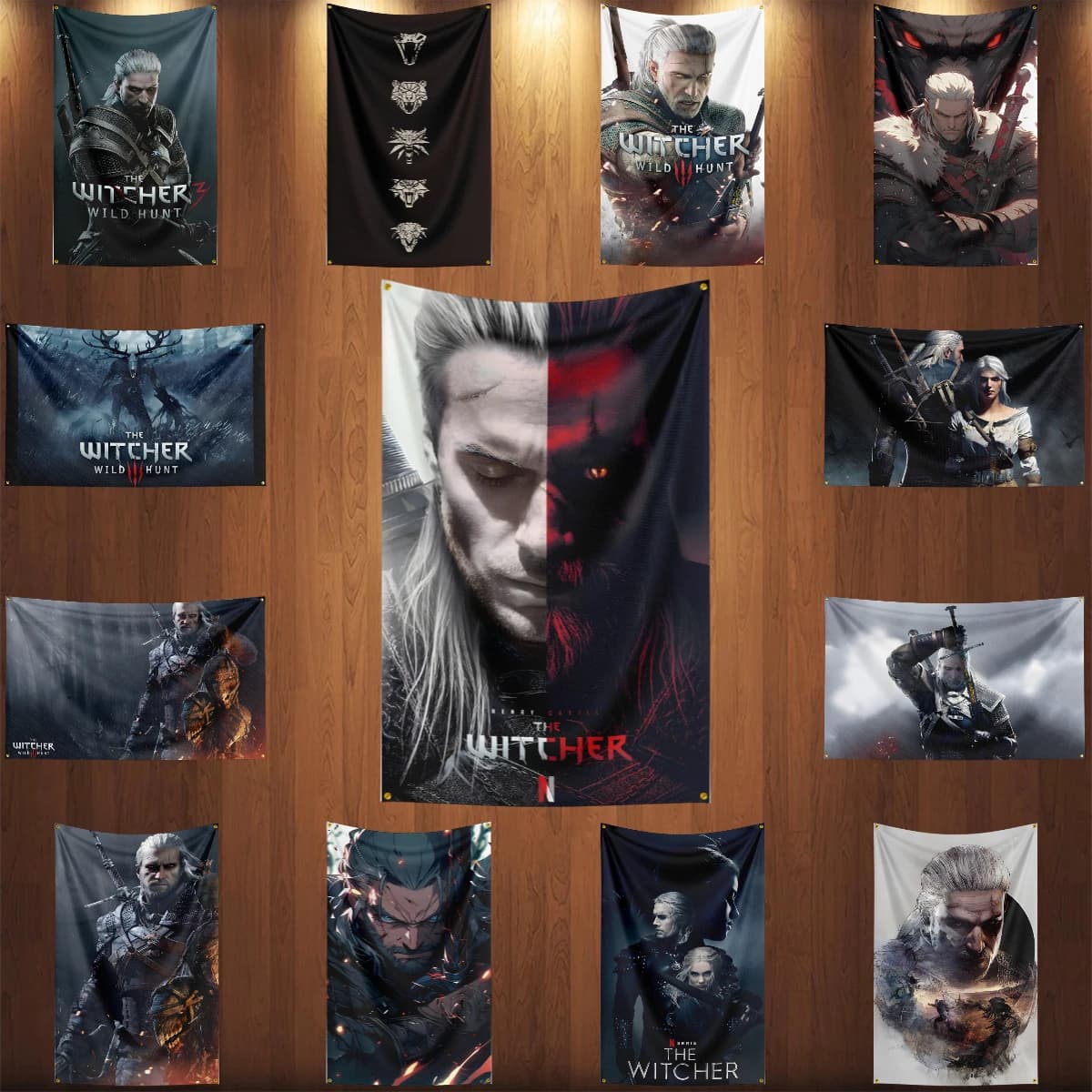 Tenda arazzo da gioco stampata digitale in poliestere con bandiera del gioco T-The W-Witchers da 2 × 3 piedi 3 × 5 piedi per la decorazione